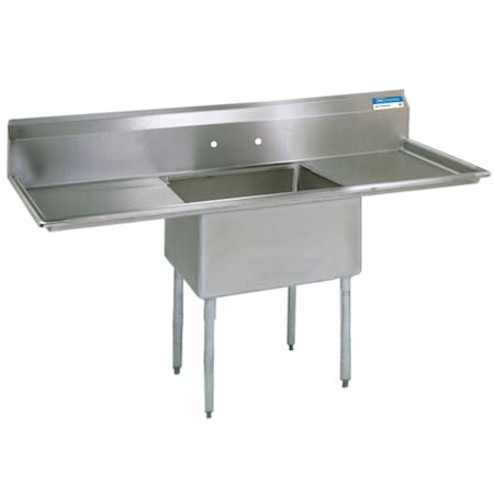Bk Resources One Compartment Sink 18 in x 18 in, 1, 2, Free Standing, Stainless Steel BKS-1-18-12-18T